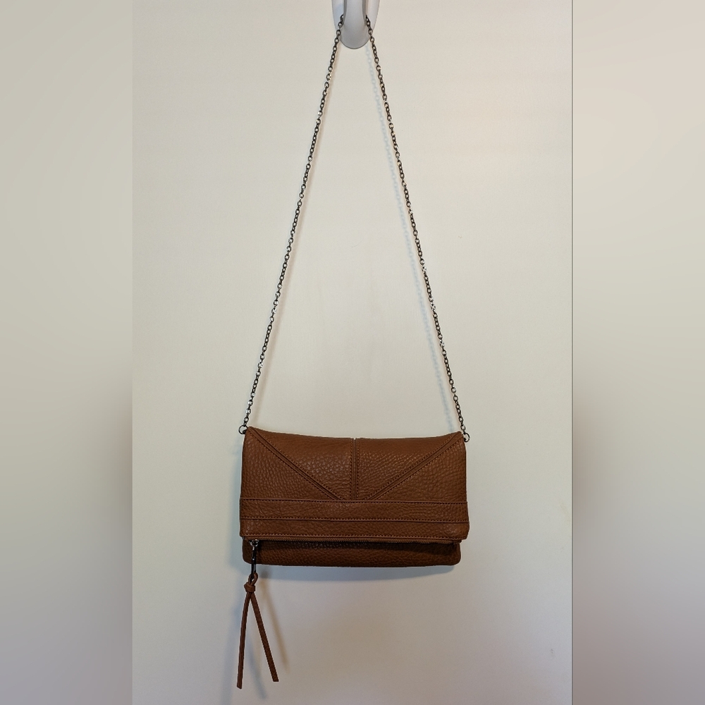 Moda Luxe Melodie Tan Faux Leather Crossbody Clutch